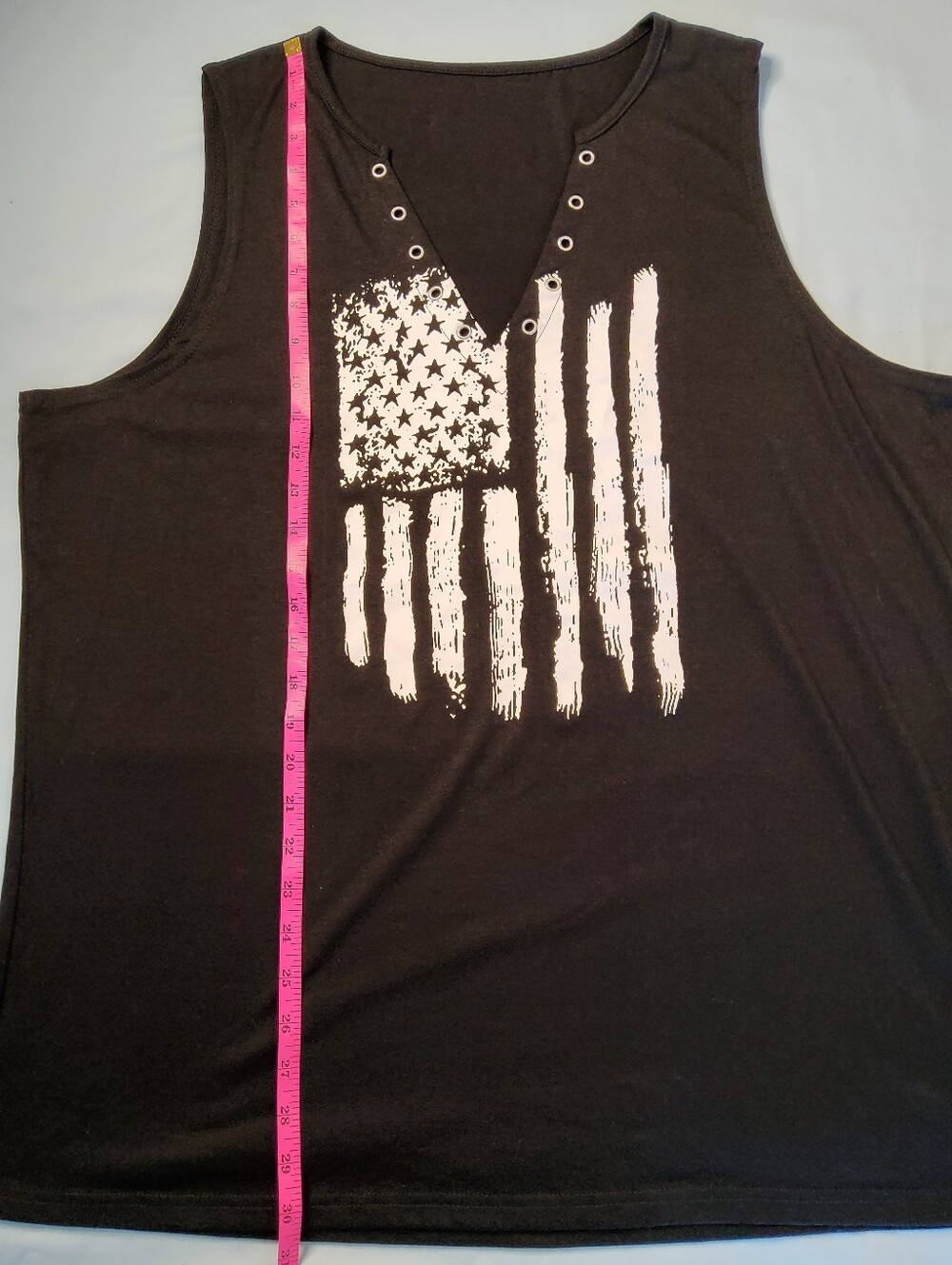 Black Tank Top with White Flag Graphic - Picture 3 of 4
